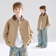 Mucmukn Barn Street Textured Anti-Wrinkle Twill Cotton Retro Lapel Contrast Color Jacket Casual Jacket Boys Autumn New Khaki Color 140