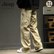 JEEP SPIRIT时尚简约百搭休闲裤子男款潮牌夏季薄款宽松透气直筒工装裤冲锋裤 2024ZGX-9856杏色2025 XL