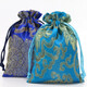 Brocade bag single-layer storage drawstring small bag brocade bag Buddhist beads bracelet play jewelry velvet toy bag red wealth flower