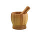 Huamuxi natural bamboo mashing jar household old-fashioned garlic mortar with lid old style new manual masher bamboo grinding medicine jar without lid small size 9CM*9CM with stick