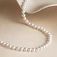 Saturday Fu Silver Buckle Pearl Necklace Mom Birthday Gift X058606 Oblate Round Approx. 5-5.5mm 42cm