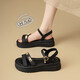 Huilijun shit-skinned sandals for women in summer 2025 new style French fairy style soft sole non-slip women's fashion sandals 9905 beige upgraded version versatile and comfortable 34