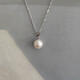 Apocalypse Century Freshwater Pearl Pendant Single White Ball Pendant Necklace 925 Silver Chain 8-9mm Pearl Gold Pendant + 45cm Chain