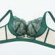 Fenton contient des sous-vêtements de soutien-gorge push-up en soie de mûrier sexy en dentelle anti-secouement pour femmes sans jantes en fil vert paon 75A / 34A