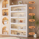 儿童书柜钢制上翻门收纳柜多层落地储物柜客厅卧室阳光板展柜书架 白色5门-高1695*宽500mm-方形门