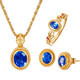 HEEKAIYI sapphire pendant ring and earrings set 18k gold jewelry Chinese Valentine's Day birthday gift for wife and girlfriend Sapphire jewelry set palace style-ring 0.7 carat/VVS clarity