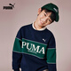 Puma's new children's autumn long-sleeved sweatshirt pullover color matching design dark blue 80802 160
