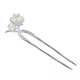KZD Old Phoenix 999 sterling silver silver hairpin double flower U-shaped hairpin ancient style replica hairpin headdress for women white light peach blossom