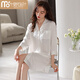 
Modal 2025 nightgown for women in summer ice silk thin half-sleeved imitation silk sexy summer loose large size pajamas home clothes white oak 9923 M 160