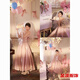 Zofide bride wedding dressing gown pink engagement dress high-end new evening dress female niche sense celebrity birthday pink shiny satin丨sleeved style M