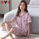 Yalu High-End 2025 Neue Pyjamas für Frauen im Sommer im Sommer reines Baumwoll kurzärmelige Hose für Sommer loser großer Strickjacken Hauskleidung NX9898 L