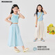 
Moonkids children's clothing girls ice silk pants 2025 summer new style children's girls wide-leg nine-point mosquito-repellent pants cool casual pants 19122 blue vest + 15268 blue wide-leg pants 110 cm