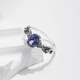 Fat Donglai's same style tanzanite ring MODIANS 925 silver light luxury tanzanite blue with diamonds for women retro distressed beauty light luxury tanzanite blue ring US size 5 (49mm)