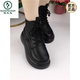 Woodpecker off-code genuine leather wool snow boots for women 2025 winter new thick-soled plus velvet cotton shoes fur integrated short boots black lining white fur 37