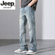 JEEP SPIRIT jeans trendy brand boys loose straight 2025 summer new American high street casual wide-leg retro long trousers 9901 nostalgic blue + 9901 black S