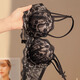 Underwear for women with small breasts, push-up and enlarge, support breasts, prevent sagging, shrink side breasts, French sexy lace thickened bra set, black - single piece L (36/80AB)
