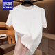
ROMON (ROMON) 2025 new summer ice silk texture embroidered round neck men short-sleeved fashionable half-sleeved versatile light luxury T-shirt men [summer short-sleeved] 6628 black XL 120-135Jin [Jin equals 0.5 kg]