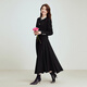 Collatier Autumn French Elegant 100 Sheep Wool Over-the-Knee Warm A-Type Mid-Thick Skirt Black XL