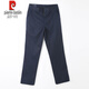 Pierre Cardin men's casual trousers summer thin pure cotton loose straight solid color business trousers men's trousers knitted navy 6625-1 31