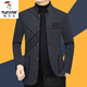 Woodpecker high-end woolen jacket men's coat spring autumn winter stand collar jacket middle-aged men's wool Chinese tunic suit dark gray XL 180/96A recommended 135-155Jin Jin equals 0.5 kg