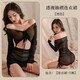 80160Jin Jin is equal to 0.5 kg. Large size women's new underwear long-sleeved hip dress sexy pajamas suit uniform black dress + thong M recommended 80-100Jin Jin is equal to 0.5 kg