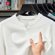 Pierre Cardin Autumn 100 pure cotton comfortable and skin-friendly men's sweater casual henley collar bottoming sweater loose sweatshirt for men blue M 165 125Jin Jin is equal to 0.5 kg or less