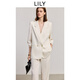 LILY2025 new summer style containing acetic acid old money style loose casual versatile professional commuting long-sleeved suit jacket for women 703 beige M
