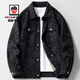 AEMAPE jacket men's 2025 new lapel work jacket men's spring and autumn trendy casual loose versatile jacket men's YL1703 black regular XL recommended 130-150Jin Jin equals 0.5 kg