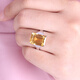 GEM STONE KING Ring Women's Square Citrine Amethyst 925 Silver Fashionable Princess Colored Gemstone Women's Ring as a Gift for Mom Beautiful No. 5 Citrine