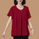 Giordano light luxury middle-aged mother short-sleeved chiffon shirt for women in summer loose belly covering and fat plus large size round neck red nightgown black xyx-829 style L suitable for 100-115 Jin [Jin equals 0.5 kg]