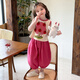 Qiyuxin Kinderkleidung Mädchen Weste Set Sommer 2025 Neue Mädchen ärmellose Top Bloomers Zwei-teilige Bildfarbe 110 (geeignet für Höhe 100-110 cm)