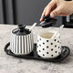 Kashiwa Chao Hepburn style ceramic oil pot commercial oil bottle soy sauce vinegar pot home kitchen seasoning jar restaurant seasoning pot set Hepburn style oil and vinegar pot - dots