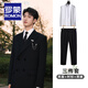 ROMON men's suit suit double-breasted groom wedding dress business formal high-end banquet host suit for men black suit + shirt + pants XL 151-165Jin Jin equals 0.5 kg