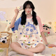 Jeunes Love Words For Women Pyjamas Coton Pure Colon Summer Shorts Girls Summer Summer Student Cartoon peut porter des vêtements à la maison Suit Z9926 M FEMMES 75-95JIN [Jin est égal à 0,5 kg]