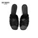 DEEP BREATH Deep Breath Women's Shoes Sheepskin Soft Wrinkled Thick Heels Jingshe Comfortable High Heel Sandals AX14116 Black 36