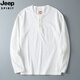 JEEP SPIRIT Jeep Henry shirt men's long-sleeved T-shirt Henry collar American retro washed distressed cotton bottoming shirt with t black S