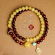 Yueyin Baichuan beeswax bracelets chicken fat yellow beeswax with small leaf red sandalwood Buddhist beads multi-treasure bracelet about 6mm