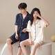 Summer Couple Pajamas Women's Men's Short Sleeve Summer Boys Can Wear Outerwear Home Clothes Set 2025 New Fashion QM55009 English Pocket Couple Style One Size Women's M+ Men's XL