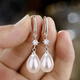 KZD pure silver 9999 silver earrings for women, temperament, pearl ear hooks, hypoallergenic, gift to wife, sterling silver pearl earrings, 6.88g, solid, slow hands, same style as Lao Fengxiang