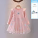 Girls Dress 2025 Spring and Autumn New Fashion Fashion Baby Girl Elsa Princess Dress Children's Mesh Skirt Trendy Pink 120 cm