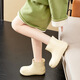 FUNOPPO Botas de lluvia de moda de suela gruesa para mujeres Tubo corto Botas suaves Botas de lluvia Botas de agua suave para mujeres Botas de agua ultra luz de agua