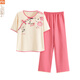 Pajamas modales para mujeres en verano 2025 Nuevo traje de manga corta Imitación delgada pantalones de algodón Se puede usar un nuevo estilo chino fuera del hogar Lzy9904 m (recomendado 75-95Jin [Jin es igual a 0.5 kg])