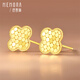 Shipulin K gold earrings, four-leaf clover, butterfly heart, yellow 18K gold, fashionable and versatile commuting style, gift to girlfriend on Chinese Valentine's Day, four-leaf clover