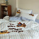 Spend Time Living Children's Cartoon Towel Embroidered Bedding Class A Washed Cotton Bed Sheet Quilt Cover Striped Four-piece Set Baby Puppy 1.5-1.8m Bed Sheet Style Quilt Cover 200X230cm