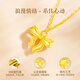 Lao Fengxiang 18K gold necklace for women 2025 new bow pendant jewelry birthday anniversary gift for girlfriend and wife about 0.1g* bow k gold pendant* brand gift box