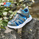 XTEP children's shoes, summer deodorant beach shoes, new sandals for boys, lightweight and breathable outdoor casual river shoes, crock gray/Prussian blue 27