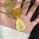 Only pair of retro style Buddha Blessing Gourd Pendant Necklace Ancient Method 18k Gold Autumn and Winter Style Hollow Micro-Inlaid Clavicle Chain Jewelry Accessories Buddha Blessing Gourd Pendant + Coffee Rope
