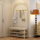 Jungle coat rack floor-standing foyer bedroom door shoe changing stool shoe rack clothes rack integrated clothes drying rack 100 milk white PU