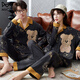 MiiOW spring and autumn cardigan lapel couple pajamas for men and women pure cotton long-sleeved trousers loose casual can be worn outside home clothes suit AM female 34843 male 34844 XL female