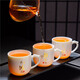 Mutton-fat jade white porcelain Kung Fu tea cup set for home and office tea drinking, master cup and tea cup, a complete set of anti-scalding tea cups, mutton-fat jade side handle cups (12 pieces mixed)